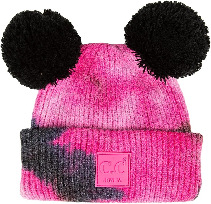 Funky Junque Double Pom Pom Baby Beanie – Newborn Girl Winter Hat 0–12 Months, Cute Cozy Knit Infant Beanies for Cold Weather - Image 3